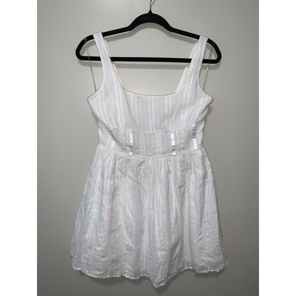 Princess Polly White Mini Dress Cottagecore Smocked Back Size 6